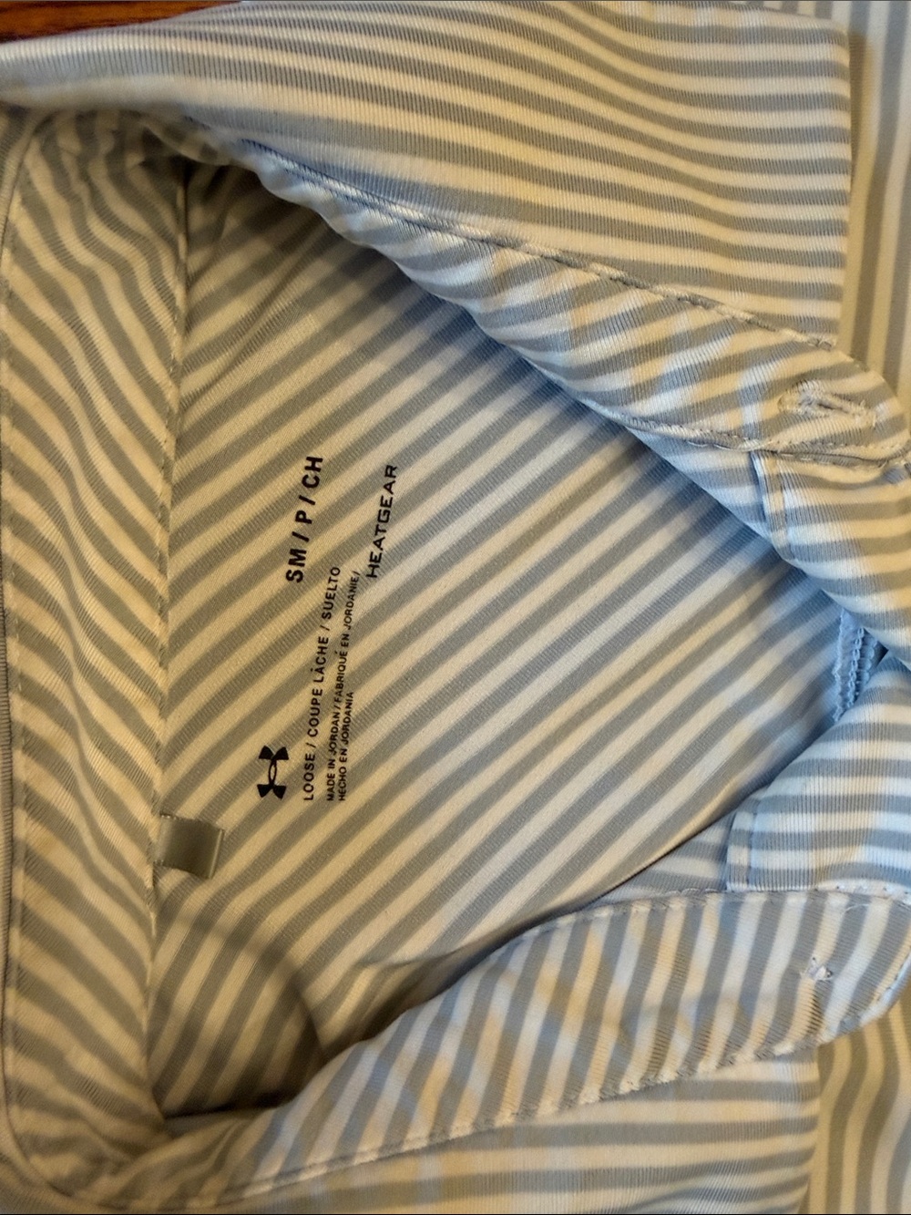 Under Armour Men’s White and Light Tan Striped Polo